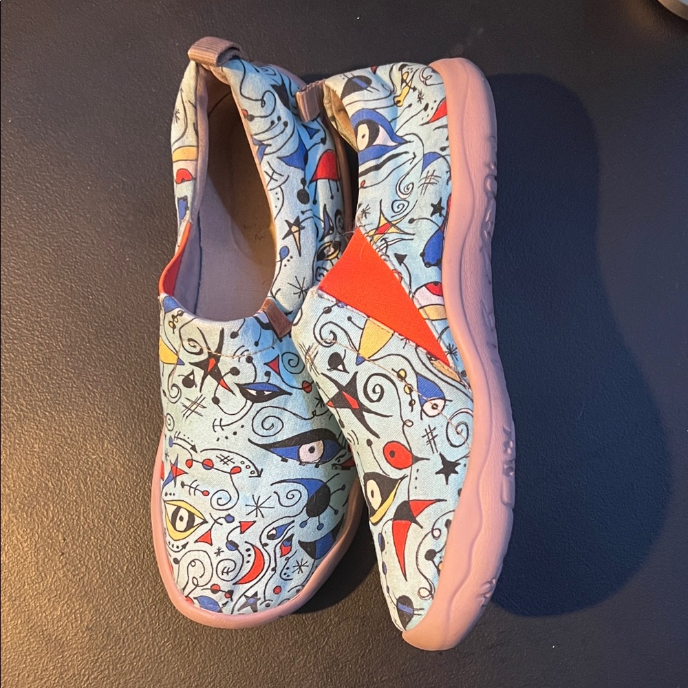 UIN Toledo Women's Blue Silence Art Painted Travel Slip on Canvas Shoes - Picture 3 of 11